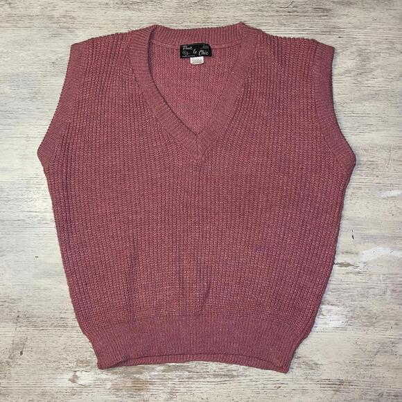 EUC Vintage Pour le Chic Mauve Pink Knit Sweater Vest - Picture 1 of 6